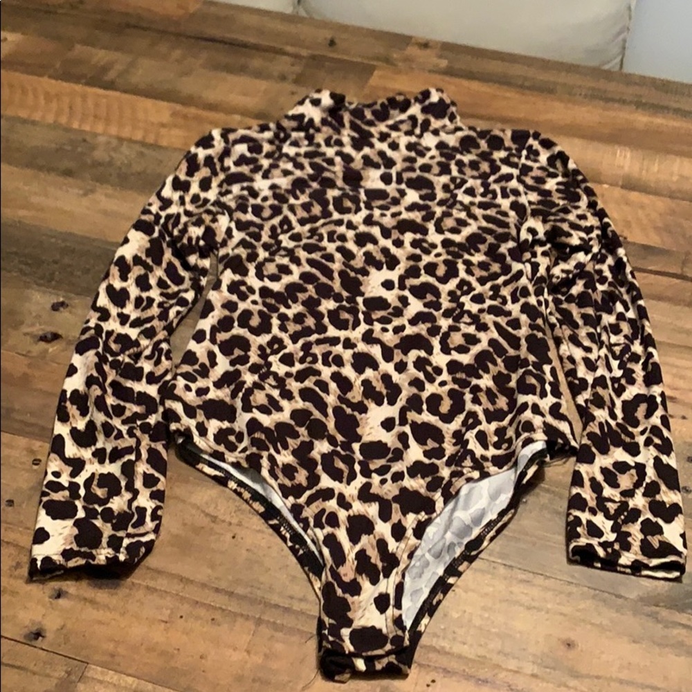 Leopard turtleneck bodysuit